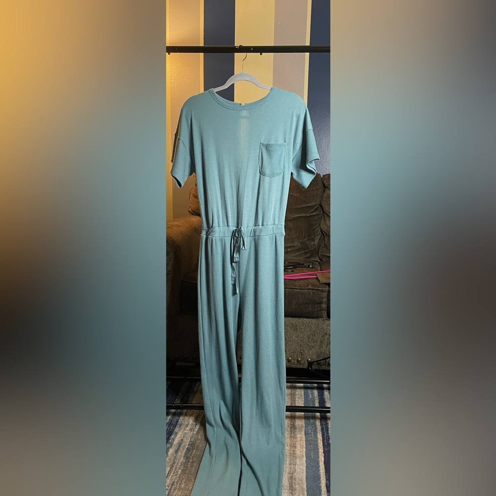 Teal Short Sleeve Jumpsuit